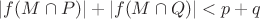 $|f(M\cap P)|+|f(M\cap Q)|<p+q$