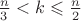 $\frac{n}{3}<k\leqslant \frac{n}{2}$