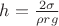 $h=\frac{2 \sigma}{\rho r g}$
