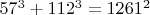 $57^3+112^3=1261^2$