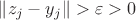 $\|z_j -y_j\| > \varepsilon > 0$