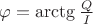 $\varphi=\arctg{\frac{Q}{I}}$