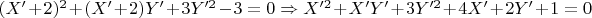 $(X'+2)^2 + (X'+2)Y' + 3Y'^2 - 3 = 0 \Rightarrow X'^2+X'Y' + 3Y'^2+4X'+2Y'+1=0$