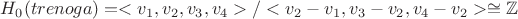 $H_0(trenoga) = <v_1,v_2,v_3,v_4>/<v_2-v_1, v_3-v_2, v_4-v_2> \cong \mathbb{Z}$