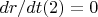 $dr/dt(2)=0$