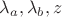 $\lambda_a, \lambda_b, z$ $\lambda_a, \lambda_b, z$