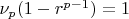 $\nu_p(1-r^{p-1})=1$