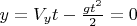 $y=V_yt-\frac{gt^2}{2}=0$