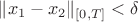 $\|x_1-x_2\|_{[0,T]}< \delta$