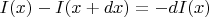 $I(x) - I(x + dx) = - d I(x)$