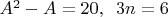 $A^2-A=20,\verb