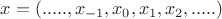 $x=(.....,x_{-1}, x_0, x_1, x_2, .....)$