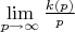 $\lim\limits_{p\to\infty}\frac{k(p)}{p}$