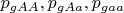 $p_{gAA}, p_{gAa}, p_{gaa}$