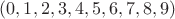 $(0,1,2,3,4,5,6,7,8,9)$