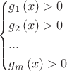 $$\[\left\{ \begin{gathered}
  {g_1}\left( x \right) > 0 \hfill \\
  {g_2}\left( x \right) > 0 \hfill \\
  ... \hfill \\
  {g_m}\left( x \right) > 0 \hfill \\ 
\end{gathered}  \right.\]$$