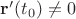 $\mathbf{r'}(t_0)\ne0 $