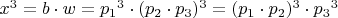 $x^3=b \cdot w={p_1}^3 \cdot (p_2 \cdot p_3)^3=(p_1\cdot p_2)^3 \cdot {p_3}^3$