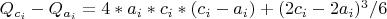 $Q_{c_i}-Q_{a_i}=4*a_i*c_i*(c_i-a_i)+(2c_i-2a_i)^3/6$