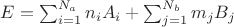 $E = \sum_{i=1}^{N_a} n_{i} A_i + \sum_{j=1}^{N_b} m_{j} B_j$