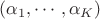 $(\alpha _{1},\cdots ,\alpha _{K})$