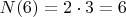 $N(6)=2\cdot 3=6$