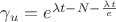 $\gamma_u=e^{\lambda t-N-\frac{\lambda t}{e}}$