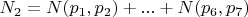 $N_2 = N(p_1, p_2) + ... + N(p_6, p_7)$