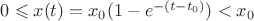 $0\leqslant x(t)=x_0(1-e^{-(t-t_0)})<x_0$