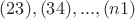 $(23), (34), ..., (n1)$