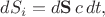 $dS_i=d\mathbf{S}\,c\,dt,$