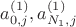 $a^{(1)}_{0,j}, a^{(1)}_{N_1,j}$
