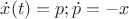 $\dot x(t) = p; \dot p = -x$