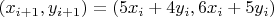 $(x_{i+1}, y_{i+1})=(5x_i+4y_i, 6x_i+5y_i)$