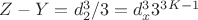 $Z -Y =d_2^3/3 = d_x^33^{3K -1}$