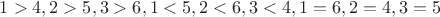$1>4,2>5,3>6,1<5,2<6,3<4,1=6,2=4,3=5$