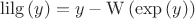 $$\operatorname{lilg}\left( y \right)=y-\operatorname{W}\left( \exp \left( y \right) \right)$$