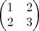 $\begin{pmatrix} 1 & 2 \\ 2 & 3 \end{pmatrix}$