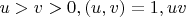 $u>v>0, (u,v)=1, uv$