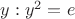$y:y^2=e$