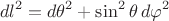 $$dl^2 = d\theta^2 + \sin^2\theta\,d\varphi^2$$