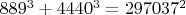 $889^3+4440^3=297037^2$