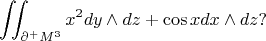 $$\iint_{\partial^+ M^3}x^2dy \wedge dz + \cos x dx \wedge dz?$$