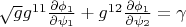 $\sqrt{g}g^{11}\frac{\partial  \phi_1}{\partial \psi_1}+g^{12}\frac{\partial  \phi_1}{\partial \psi_2}=\gamma$