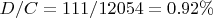 $D/C=111/12054=0.92\%$