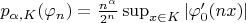 $p_{\alpha, K} (\varphi_n) = \frac{n^{\alpha}}{2^n} \sup_{x \in K} |\varphi_0 ' (n x)|$