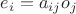 $e_i=a_{ij}o_j$