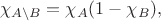 $$\chi_{A\setminus B}=\chi_A(1-\chi_B),$$