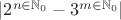 $|2^{n\in\mathbb N_0}-3^{m\in\mathbb N_0}|$