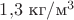 $1{,}3\text{ кг}/\text{м}^3$ $1{,}3\text{ кг}/\text{м}^3$